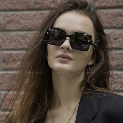 Luxury Square Designer Fashion Big Sunglasses for Women Glasses Brand 2024 Woman Women'S Retro Shades UV400 Sunglasses Eyewear
